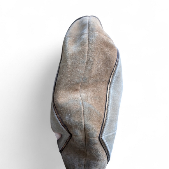 Coach Vintage Soho Limited Edition Chevron Leather Suede Hobo Bag Yellow White - Picture 4 of 14